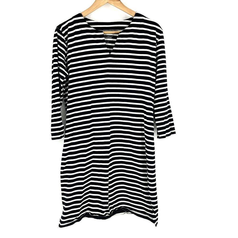 Coolibar Dress Size Medium Womens Black White Oceanside Tunic Striped UPF 50+